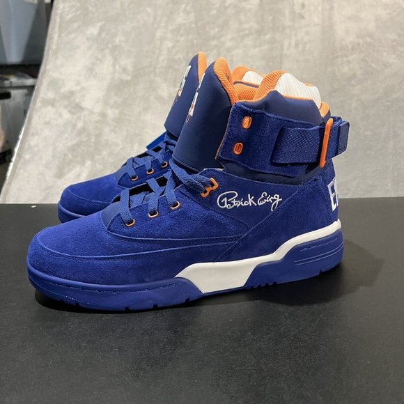 Ewing 33 Hi Men's 13 Blue Suede And Orange Knicks High Top Basketball Sneakers - Picture 3 of 11